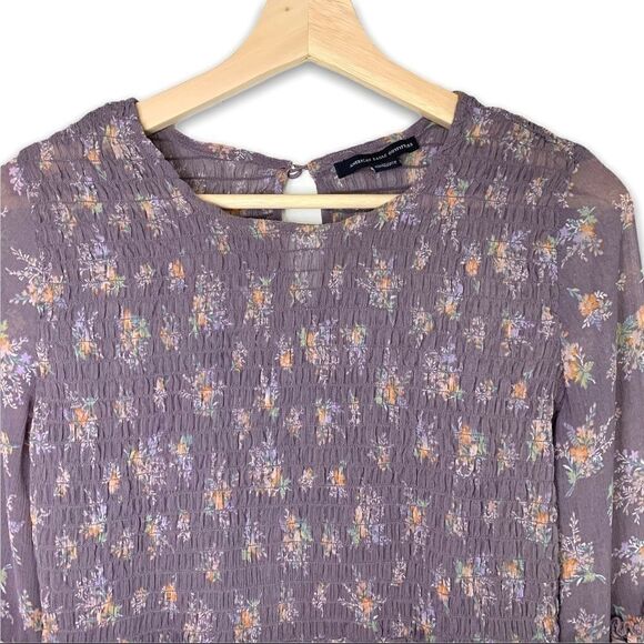 AEO Chiffon Smocked Floral Bell Sleeve Top - Picture 2 of 8